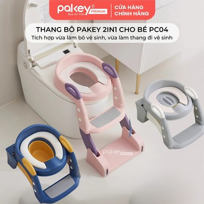 Thang Bô Vệ Sinh Cho Bé Pakey 2in1 Tặng Đệm Lót PVC Êm Ái, Bô Vệ Sinh Trẻ Em Tích Hợp Thang Đi Vệ Sinh Tiện Lợi PC04