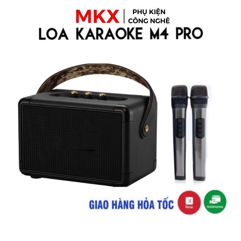  Loa Bluetooth Karaoke M4 pro Kèm 2 Micro Không Dây Hỗ Trợ Hiệu Ứng Đổi Giọng USB Thẻ Nhớ TF và Cổng AUX Nhỏ Gọn Nhẹ. 