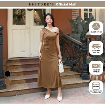 BBSTORE'S Đầm Thun Xòe Dạo Phố Dài Lệch Vai - D4402B