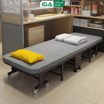 Giường gấp văn phòng gấp gọn có bánh xe di chuyển thương hiệu IGA - Gm64