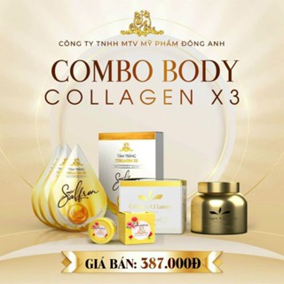 [ BỘ 3 ] Combo Kem Body Kích Trắng Tắm Trắng Collagen X3 Đông Anh Dưỡng Trắng Body