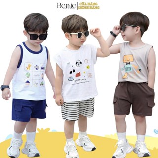 Set bé trai đồ bộ ba lỗ sát nách mùa hè tổng hợp nhiều mẫu thun cotton basic từ 1 đến 7 tuổi BERNIE