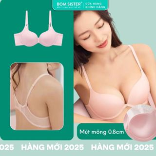Áo lót nữ có gọng, áo ngực mút mỏng thun lạnh dây liền bảng lưng phối lưới BOM Sister MU26015