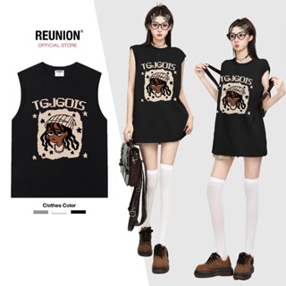 REUNION Áo Ba Lỗ Nam Nữ In Họa Tiết "TGJ" Áo Tanktop Sát Nách Nam Nữ Cotton TT29