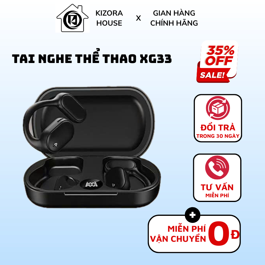 Tai nghe thể thao Bluetooth 5.3 XG33 – Đeo vành tai, cảm ứng vân tay, micro giảm ồn (YUNOZA)