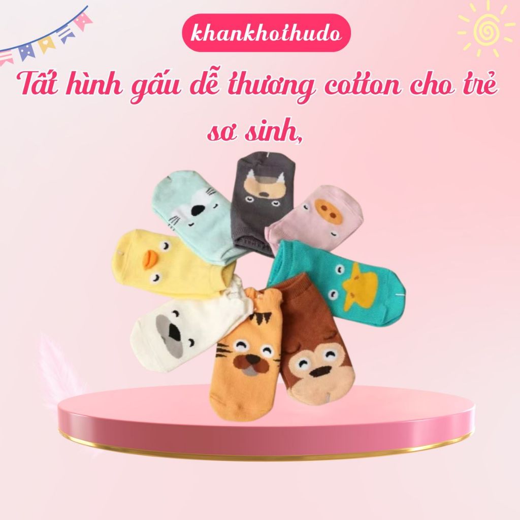 Tất hình gấu cute cotton cho trẻ sơ sinh, Vớ Cho Bé Phong Cách Hàn Quốc Dễ Thương ( 0-3 tuổi)
