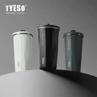 Cốc Giữ Nhiệt Coffee TYESO Chính Hãng Dày 6 Lớp Giữ Nhiệt 18h Phối Vân Nổi Độc Đáo Tinh Tế Có Ống Hút Tiện Lợi