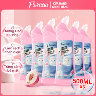 [MUA 4 TẶNG 2] Nước tẩy toilet hương đào Floracia khử mùi hiệu quả - làm sạch sáng bóng, an toàn cho da tay 3 lít
