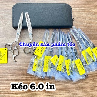 ✅Jason Kéo Cắt Tóc Cao Cấp 6.0in Thép Nhật S440C Độ Cứng Trên 62HRC Lưỡi Sắc Bén Thiết Kế Tay Cầm Thoải Mái Kèm Bao Da