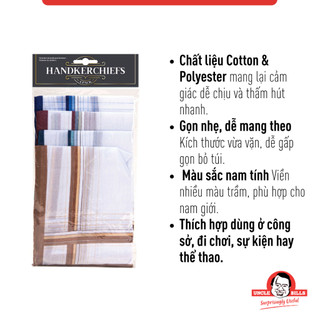 Bộ 4 Khăn Tay Nam UNCLE BILLS Khăn Mùi So Gấp Bỏ Túi 38.2 x 38.2cm Nhiều Màu - CA0010