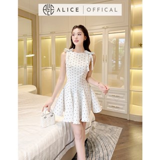  Váy Tiểu Thư Nữ Chất Chéo Rubi Kẻ Sọc Alice Đầm 2 Dây Cổ Thuyền Đính Nơ Vai Dáng Váy NgắN Xòe Nữ Tính T88 