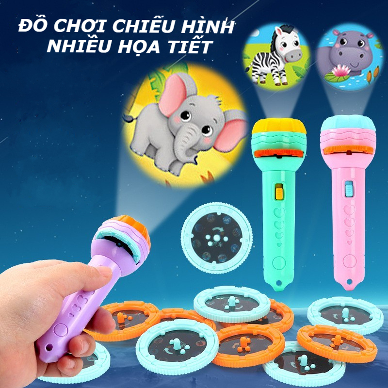 [❌GIÁ SỈ❌] Đèn pin chiếu hình cho bé 24 - 80 hình sắc nét Đồ chơi đèn chiếu ảnh ngộ nghĩnh đáng yêu 