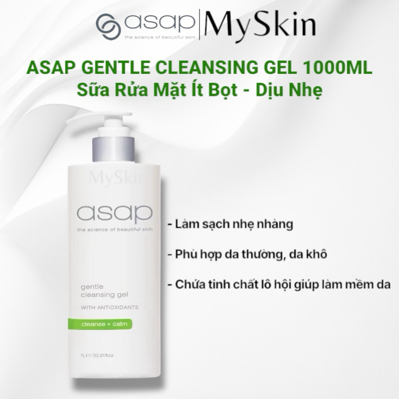 [1000ml SẴN] Sữa rửa mặt hàng ngày làm sạch sâu ASAP DAILY/ GENTLE CLEANSER 1000ML