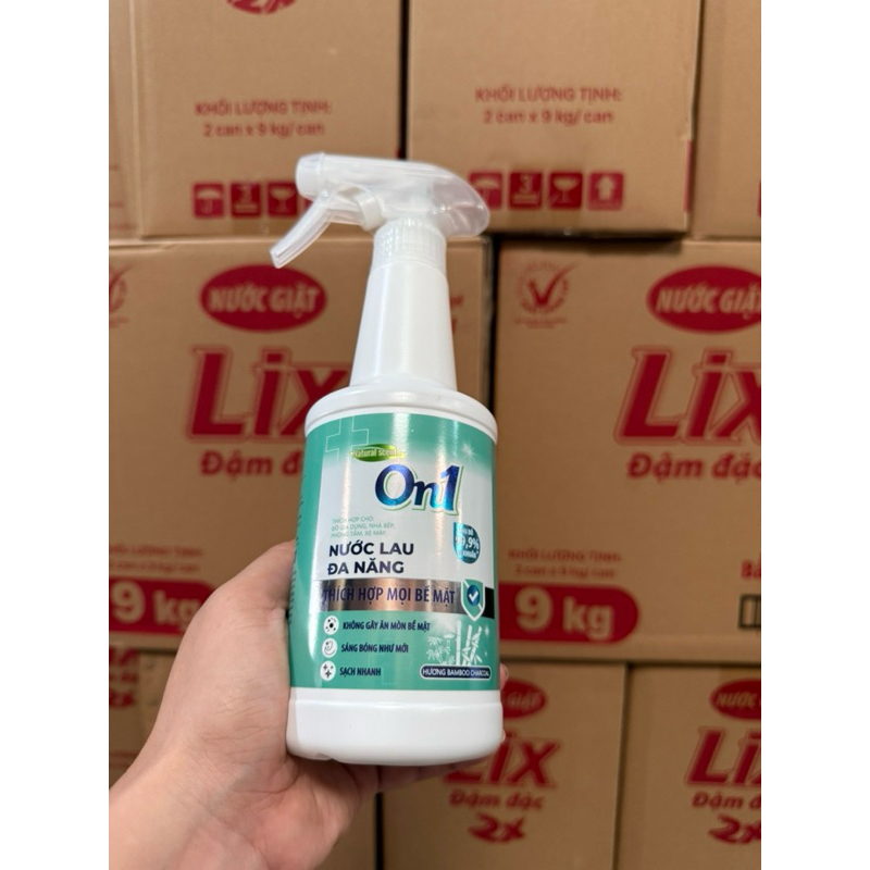 Nước lau đa năng On1 DN500 hương Bambo charcoal chai 500ml giúp sạch nhanh bề mặt, sáng bóng như mới
