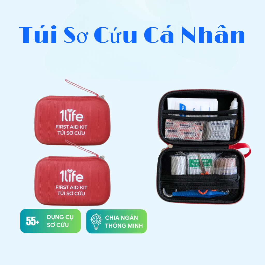 Túi Sơ Cứu Cá Nhân, Xe Máy, Du Lịch 55 dụng cụ 1Life - Daily First Aid Kit