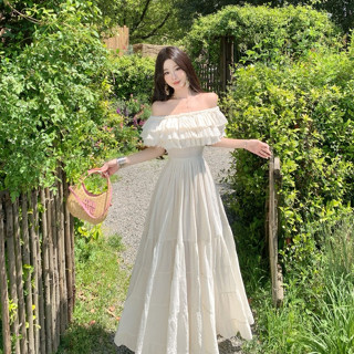 Coralia Dress M7558 Váy trễ vai  dáng dài bồng xòe nàng thơ mùa hè 2025 | LIZZ SYUDIO