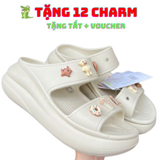  Dép Cross Crush Sandal Đế Cao 6cm Tặng Kèm 12 Charm Dép Cross 2 quai đế cao Dép Cross Nữ Đế Cao 