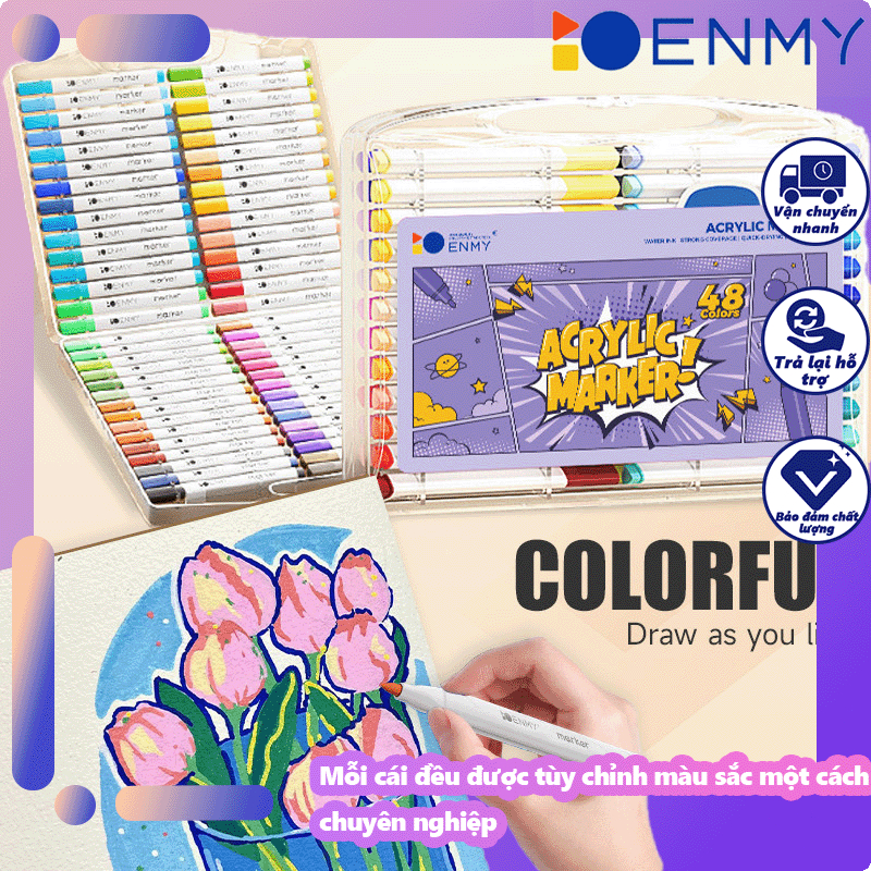 Set Bút Vẽ Acrylic 36 Màu – Viết Êm, Lên Màu Chuẩn, Phối Màu Mượt