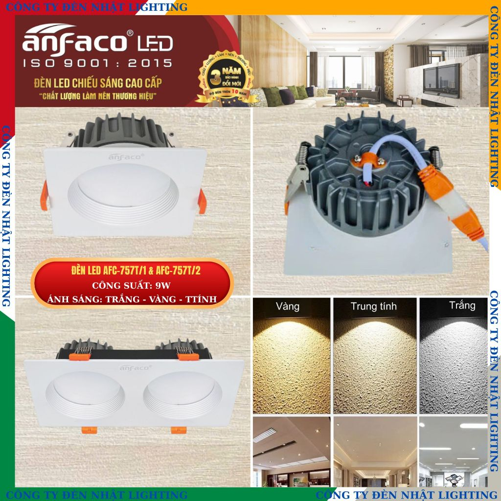 [ CTY NHẬT LIGHTING ] Đèn âm trần, đèn led downlight chính hãng ANFACO AFC-757T/1 & AFC-757T/2