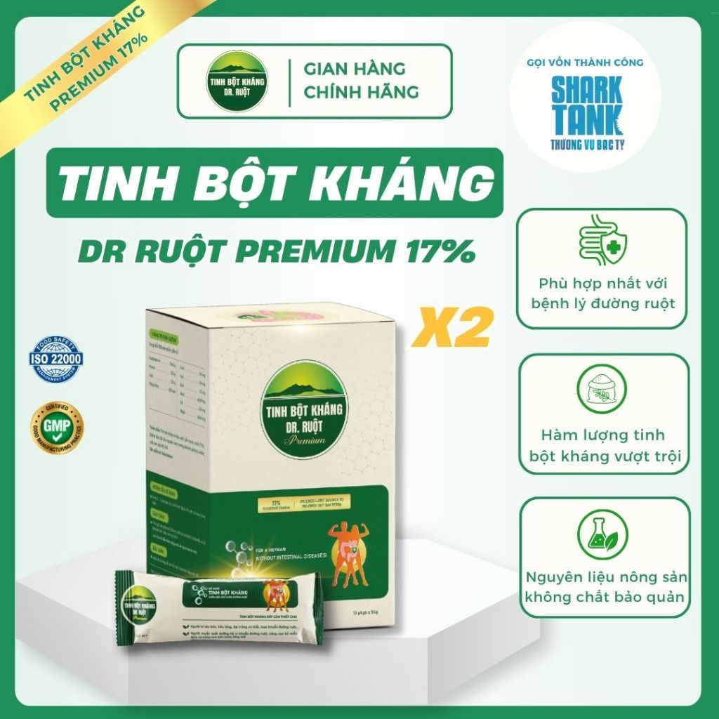 2 Hộp Tinh Bột Kháng Dr Ruột PREMIUM 17%  Giảm Táo Bón, Êm Đại Tràng, Cải Thiện Hệ Tiêu Hóa, Đường Ruột, Ruột Kích Thích