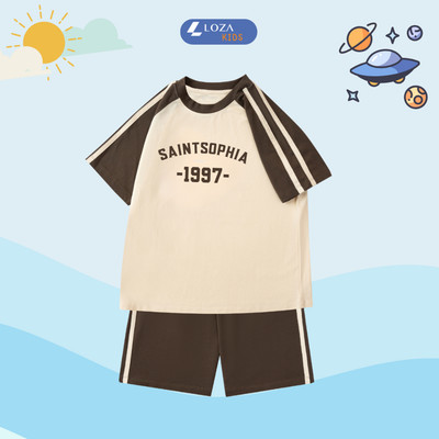 Đồ bộ bé trai phối viền SAINTSOPHIA 1997 - Quần áo cho bé chất liệu thun cotton - Loza BF372