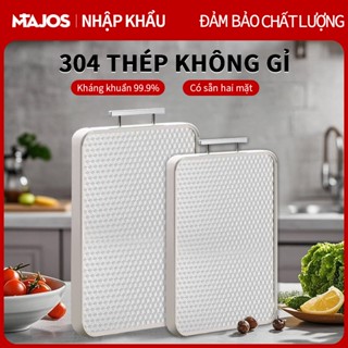 Thớt inox 304 kháng khuẩn 2 mặt thớt mặt nhựa lúa mạch và mặt inox 304 an toàn tiện lợi chống ẩm mốc khe chống tràn
