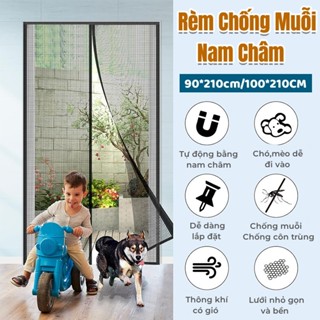 Lưới chống muỗi dán khung cửa ra vào tự động khép Màn chống côn trùng dán cửa đóng và cửa sổ