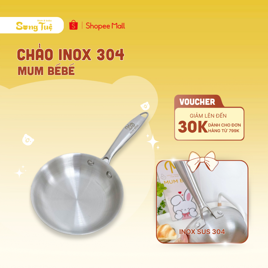 Chảo Inox 304 Cao Cấp Mum BéBé, Chảo Nấu Đồ Ăn Dặm Cho Bé
