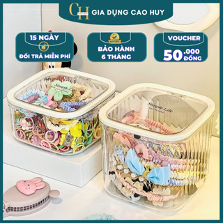  Hộp Bảo Quản Mini Nút Bấm Tự Động Có Nắp Nhựa Trong Cao Cấp Đựng Đồ Trang Điểm Kẹp Tóc 