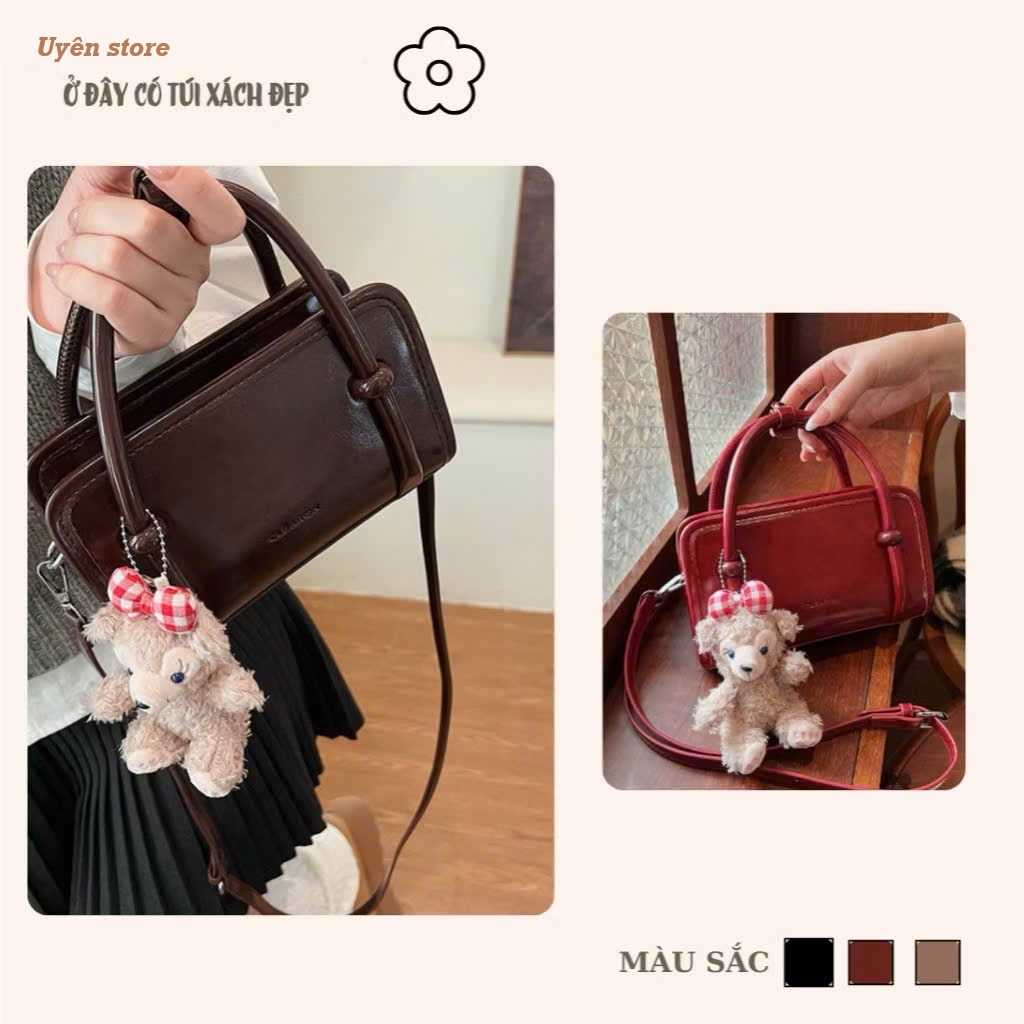 Túi Xách Cầm Tay Nữ Dáng Hộp Quai Xách Phối Nut Da Mềm Nổi Bật Đi Làm, Đi Chơi Phong Cách Hàn Quốc DK159