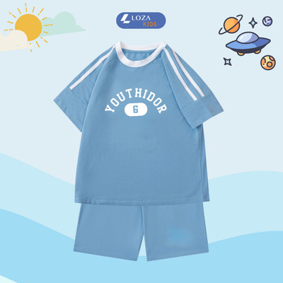 Đồ bộ bé trai phối viền số 6 YOUTHIDOR - Quần áo cho bé chất liệu thun cotton - Loza BF374