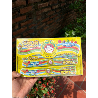 (GIÁ SỈ) Hộp 30 gói kẹo dẻo chua bọc đường cầu vòng siêu ngon cho bé, sỉ đồ chơi đồ ăn vặt