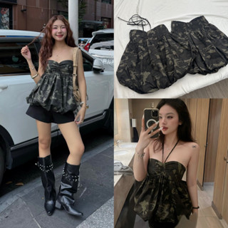 Blitz Top - Áo Bí Camo DEROSE Đúp 2 Lớp Có Chổ Luồng Dây Mang 2 Kiểu Xinh Xắn