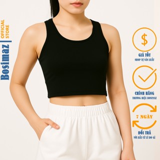 Áo Croptop Thể Thao Nữ Bosimaz CS231 cổ tròn ba lỗ sát nách, thun co giãn 4 chiều, vải đẹp dày.