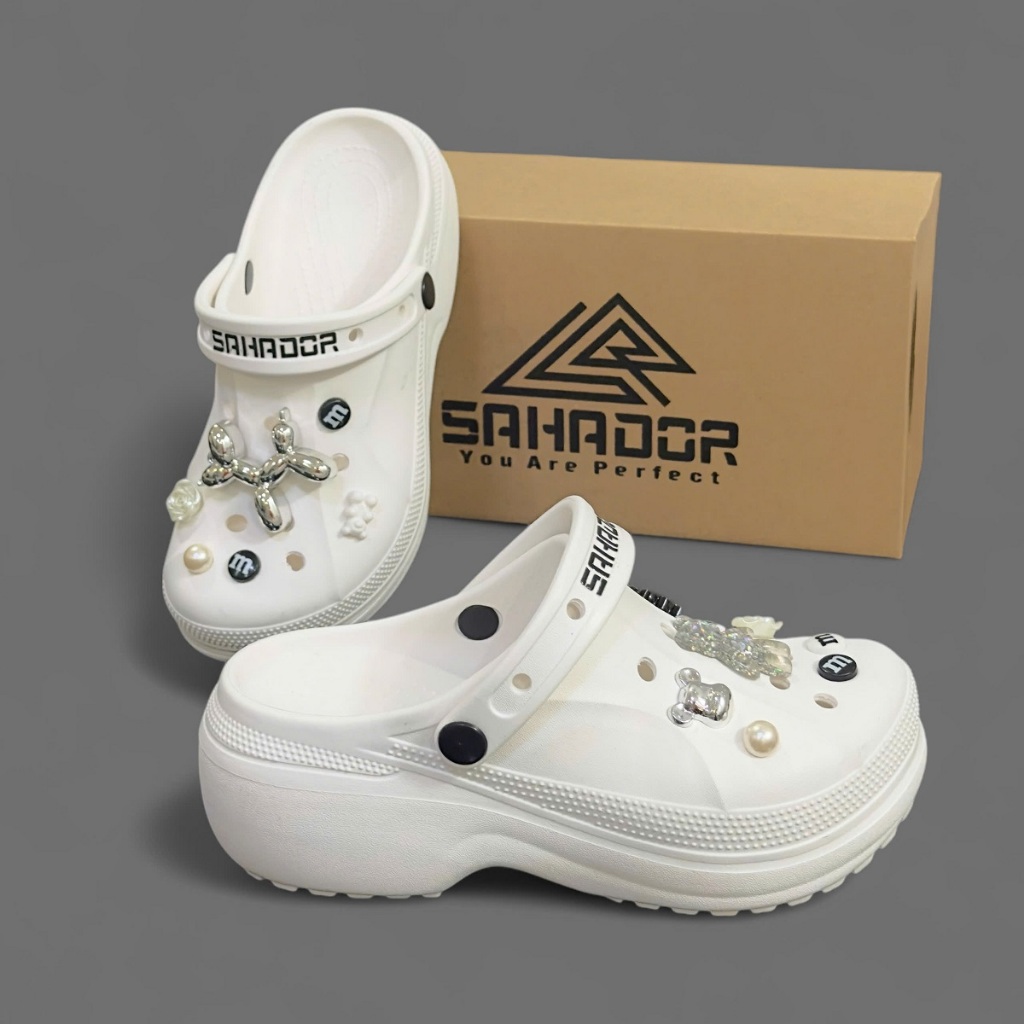 Dép Sục Nữ SAHADOR Đế Cao 7cm,Dép Crocs Thiết Kế gấu Bearbrick Cực Dễ Thương Không Trơn Trượt CRS02