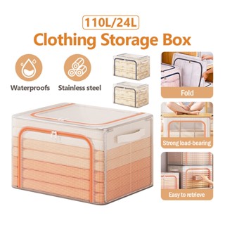 Túi Đựng Quần Áo Khung Thép 24L, 110L, Hộp Nhựa Trong Suốt PVC Chống Bụi Có Thể Gấp Gọn