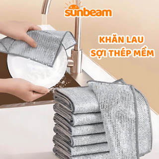  Set 5 Khăn lưới SUNBEAM dùng lau chén dĩa chất liệu sợi kim loại chống bám dầu dễ dàng rửa sạch 