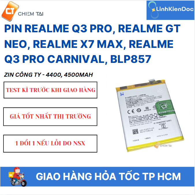 Pin Realme Q3 Pro, Realme GT Neo, Realme X7 Max, Realme Q3 Pro Carnival, BLP857 - 4400, 4500mAh