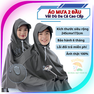   ÁO MƯA ĐÔI CAO CẤP  Áo Mưa 2 Đầu Vải Dù Da Cá Cao Cấp Áo Mưa Siêu Nhẹ Dành Cho 2 Người Kích Thước Lớn Cực Tiện Dụng 