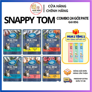  Combo 24 Gói Pate Snappy Tom Real Fish & Real Meat Dùng Cho Mèo Con Mèo Lớn Siêu Tiện Lợi Gói 85G 