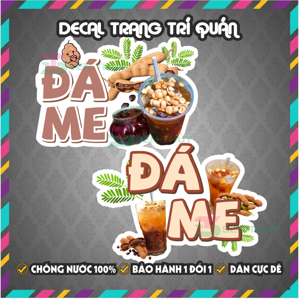 Decal ĐÁ ME - Decal Dán Tường Trang Trí Quán Ăn, Trà Sữa, Cà Phê.