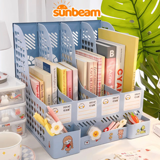 Kệ Để Sách Vở 4 Ngăn SUNBEAM Có Ống Bút, Khay Đựng Tài Liệu Văn Phòng Để Bàn Có Thể Gấp Gọn