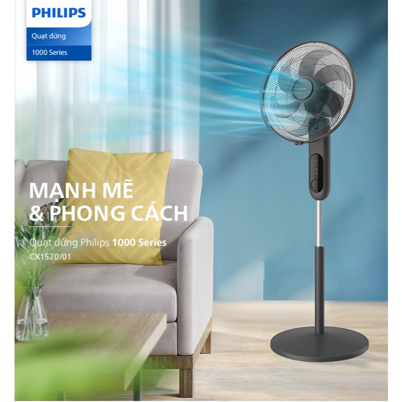 Quạt Đứng Philips CX1520 /01 Bền Bỉ, Sang Trọng - Hàng Chính Hãng - BH 24 Tháng