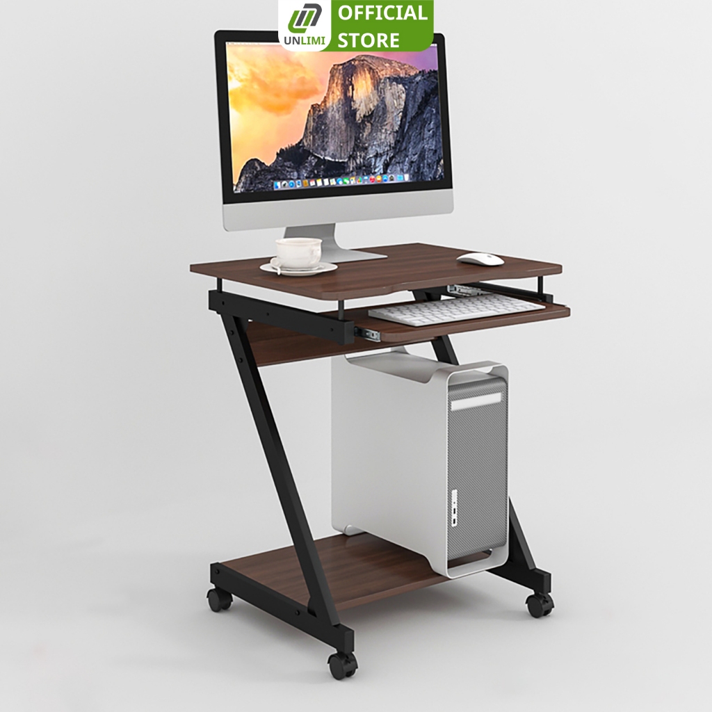 Bàn làm việc di động thiết kế thông minh có khay để bàn phím khung sắt hộp chắc chắn | UNLIMI GM220