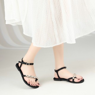 Giày Sandal Nữ MWC E178 - Sandal Nữ Xỏ Ngón Đế Bệt Đính Đá Sang Chảnh Thời Trang