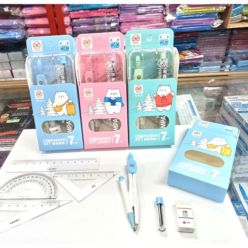 Bộ Dụng Cụ Học Tập 7 Món Compa Eke Thước Kẻ, Bộ Đồ Dùng Toán Học Gồm Bộ Eke Compa, Tẩy, Ngòi Chì - 9