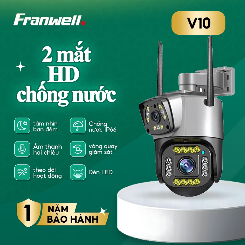 V380 V10 Camera quan sát ngoài trời Camera kép Wifi kết nối với điện thoại di động Ống kính kép Chống nước