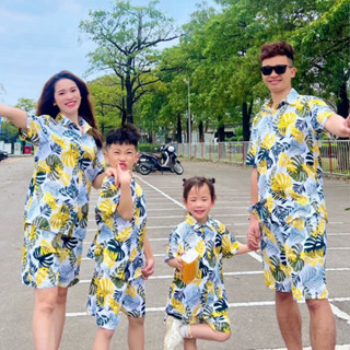 [19 MÀU] Đồ Bộ Đi Biển, Bộ Hoa Lá, Đồng Phục Nhóm Đi Biển vải Kate Thái loại 1