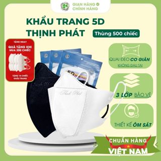 [500 chiếc] Khẩu trang 5D Thịnh Phát, khẩu trang y tế 3 lớp kháng khuẩn, chống tia UV, giọt bắn