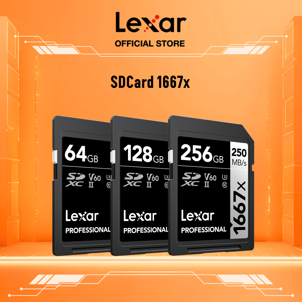 Thẻ Nhớ SD Lexar 1667x 64GB-256GB 250MB/s UHS-II V60 Cho Máy Ảnh DSLR Quay Video 8K/4K